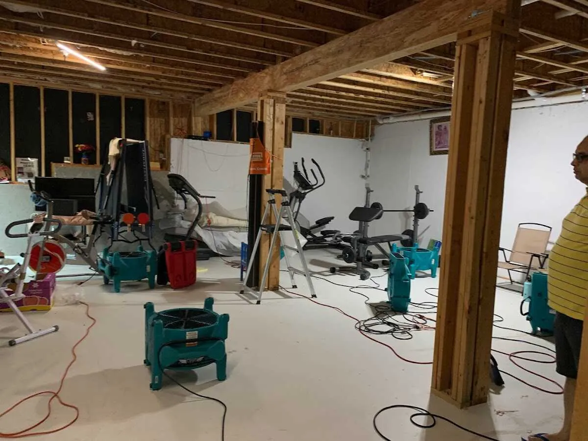 Basement drying equipment setup for Structural Drying in Lapeer